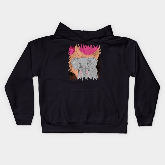 Tusk's Elephant Manicure Kids Hoodie by distortionart